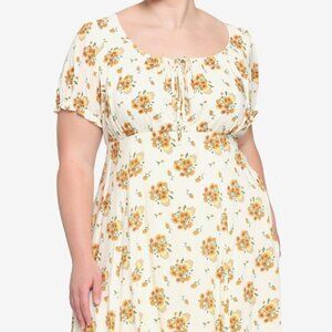 Hot Topic Sunflower Puff Sleeve Dress Plus Size 4X - NWT, discontinued item